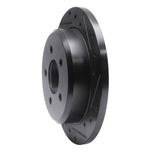 Ford Crown Victoria Brake Rotor (1) - Rear Right - R1 Concepts - Drilled & Slotted - Black - `96-`02